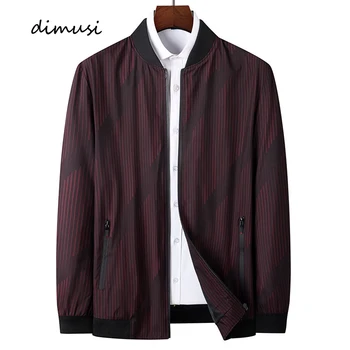 DIMUSI Весенняя мужская куртка-бомбер, повседневные мужские полосатые деловые пальто, Модная мужская ветровка, бейсбольные куртки, Брендовая одежда