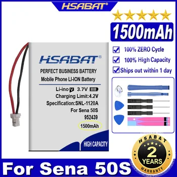 Аккумулятор HSABAT 50S 1500mAh для Octelect Sena 50S/30K Мотоциклетная Bluetooth-Гарнитура, Шлем, Домофон, Сменные Батареи с Разъемом